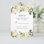 Elegant Floral Botanical Greenery Leaves Wedding RSVP Kaartje (Staand voorkant)