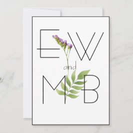 Elegant Floral Botanical Monogram Eenvoudig huweli Kaart