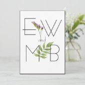 Elegant Floral Botanical Monogram Eenvoudig huweli Kaart (Staand voorkant)