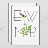 Elegant Floral Botanical Monogram Eenvoudig huweli Kaart (Voorkant / Achterkant)