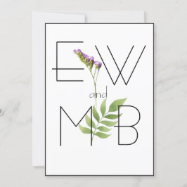 Elegant Floral Botanical Monogram Eenvoudig huweli Kaart