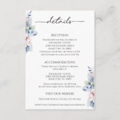 Elegant Floral Botanical Reception Details Card Informatiekaartje (Voorkant)