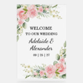Elegant Floral Botanical Rose Pink Wedding Acryl Bord (Voorkant)