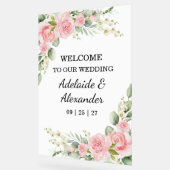 Elegant Floral Botanical Rose Pink Wedding Acryl Bord (Hoek)