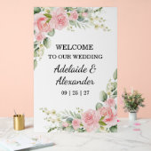 Elegant Floral Botanical Rose Pink Wedding Acryl Bord (Huwelijk)