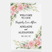 Elegant Floral Botanical Rose Pink Wedding   Acryl Bord (Voorkant)