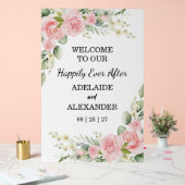 Elegant Floral Botanical Rose Pink Wedding   Acryl Bord (Huwelijk)