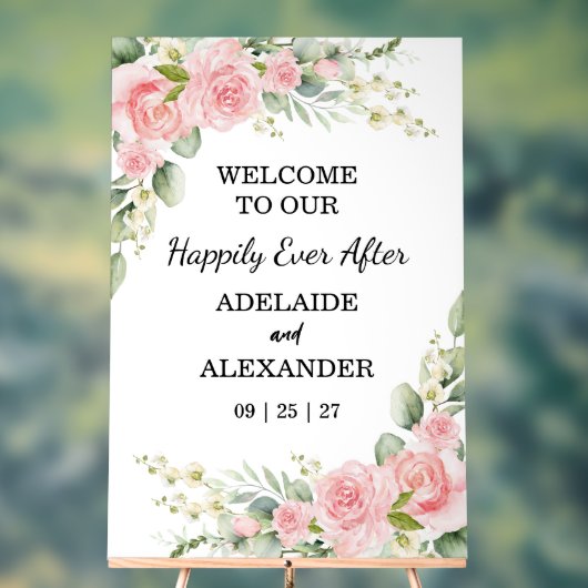 Elegant Floral Botanical Rose Pink Wedding   Acryl Bord (Neutraal)