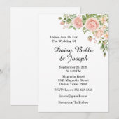 Elegant Floral Botanical Rose Pink Wedding Kaart (Voorkant / Achterkant)