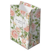 Elegant Floral Botanical Rose Pink Wedding Medium Cadeauzakje (Voorkant Gekanteld)