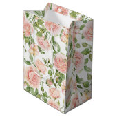 Elegant Floral Botanical Rose Pink Wedding Medium Cadeauzakje (Achterkant Gekanteld)