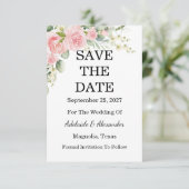 Elegant Floral Botanical Rose Pink Wedding Save The Date (Staand voorkant)