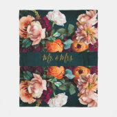 Elegant Floral Botanical Rustic Mr. & Mrs Wedding Fleece Deken (Voorkant)