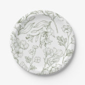 Elegant Floral Botanical Sage Green Paper Bord (Voorkant)