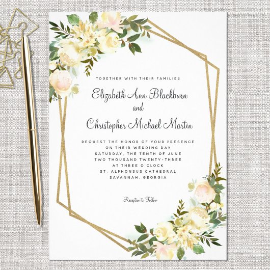 Elegant Floral Botanical Waterverf Chic Wedding Kaart