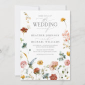 Elegant Floral Botanical Waterverf Script Weddensc Kaart (Voorkant)