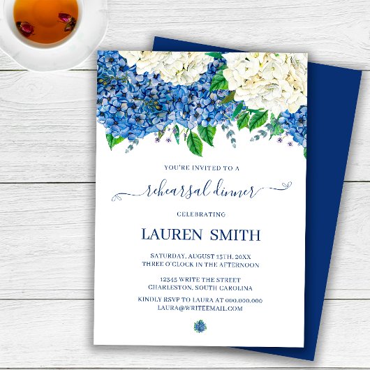 Elegant Floral Botanical Wedding Rehearsal Dinner Kaart