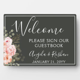 Elegant Floral Botanical Welcome Weddenbook Fotoplaat