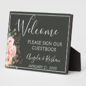 Elegant Floral Botanical Welcome Weddenbook Fotoplaat (Zijkant)