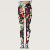 Elegant Floral Botanical Work Out Leggings (Voorkant)