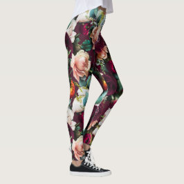 Elegant Floral Botanical Work Out Leggings