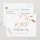 Elegant Floral Botaniqe Gold Foil Wedding Briefkaart (Voorkant / Achterkant)