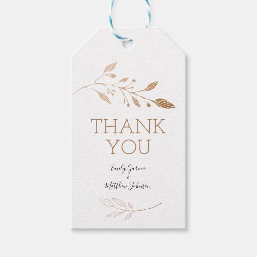 Elegant Floral Botaniqe Gold Foil Wedding Cadeaulabel (Voorkant)