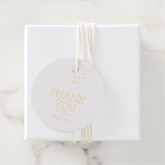 Elegant Floral Botaniqe Gold Foil Wedding Gift Lab Bedankjes Labels (Met doos)