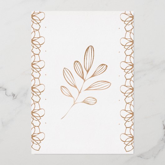 Elegant Floral Botaniqe Gold Foil Wedding Vows Folie Uitnodiging (Achterkant)