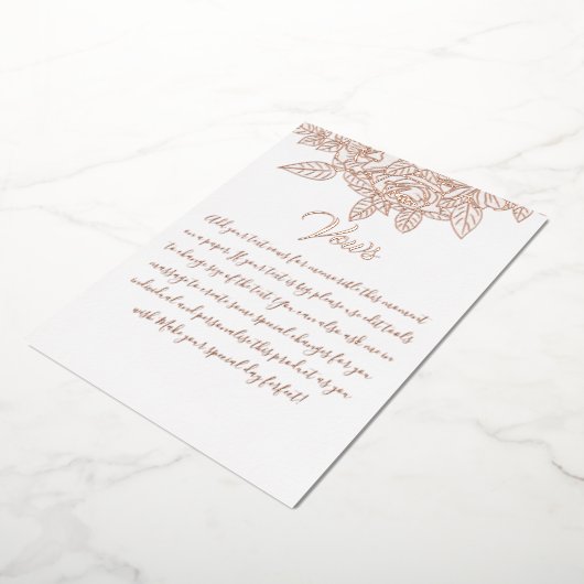 Elegant Floral Botaniqe Gold Foil Wedding Vows Folie Uitnodiging (Gedraaid)