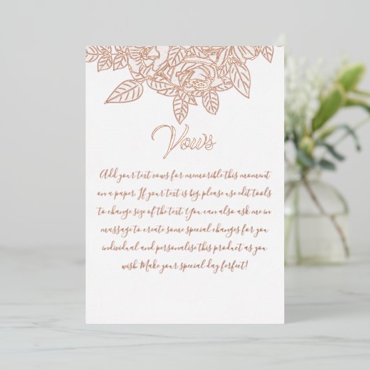 Elegant Floral Botaniqe Gold Foil Wedding Vows Folie Uitnodiging (Staand Voorkant)
