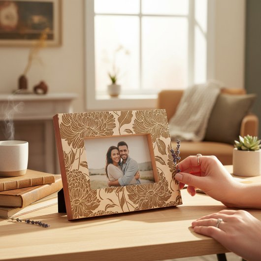 Elegant Floral botanisch ventilatorpatroon Gegraveerde Lijstjes