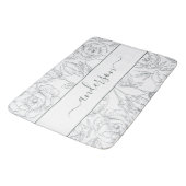 Elegant Floral Botanisch Wit Grijs Monogram Badmat (Gekanteld)