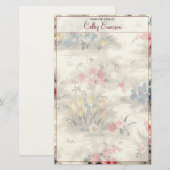 Elegant  Floral Botanische Bourgogne Tekst Briefpapier (Voorkant / Achterkant)