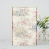 Elegant  Floral Botanische Bourgogne Tekst Briefpapier (Staand voorkant)
