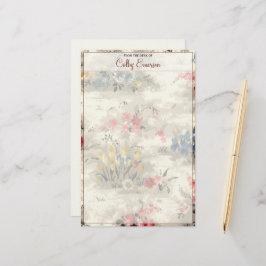 Elegant  Floral Botanische Bourgogne Tekst Briefpapier