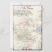 Elegant  Floral Botanische Bourgogne Tekst Briefpapier (Voorkant)