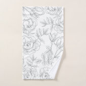 Elegant Floral Botanische Grijze Monogram Bad Handdoek (Handdoek)