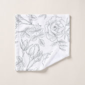 Elegant Floral Botanische Grijze Monogram Bad Handdoek (Wasdoekje)