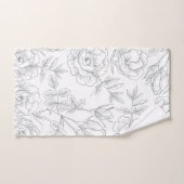 Elegant Floral Botanische Grijze Monogram Bad Handdoek (Handdoek)