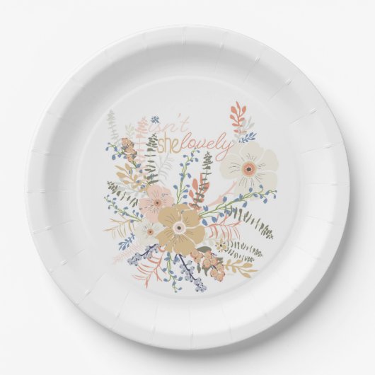 Elegant Floral Bouquet Girly Gezegde Lovely Papieren Bordje (Voorkant)