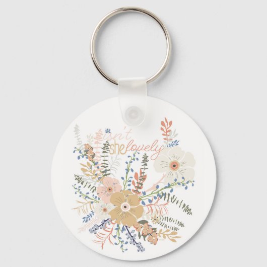 Elegant Floral Bouquet Girly Gezegde Lovely Sleutelhanger (Voorkant)