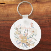 Elegant Floral Bouquet Girly Gezegde Lovely Sleutelhanger (Voorkant)