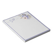 Elegant Floral Bouquet Gray Blue Roze Initialen Notitieblok (Schuin)