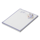 Elegant Floral Bouquet Gray Blue Roze Initialen Notitieblok (Linkerzijde)