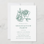 Elegant Floral Bouquet Green Graduation Party Kaart (Voorkant)