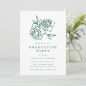 Elegant Floral Bouquet Green Graduation Party Kaart (Staand voorkant)