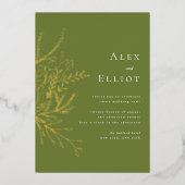 Elegant Floral Bouquet Green Wedding Folie Uitnodiging (Voorkant)