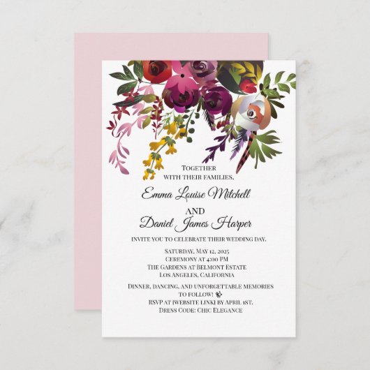 Elegant Floral Bouquet Kaart (Voorkant / Achterkant)