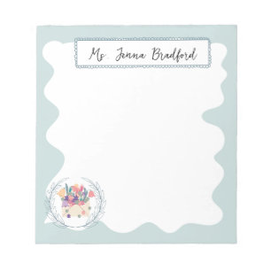 Elegant Floral Bouquet met naam Notitieblok